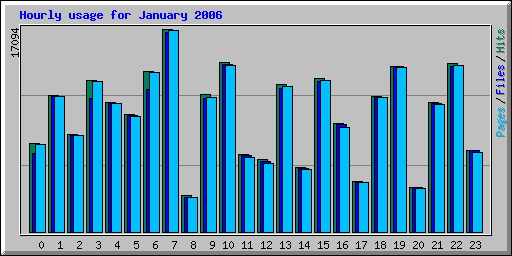 Hourly usage for January 2006
