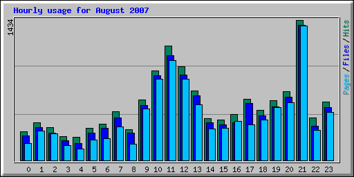 Hourly usage for August 2007