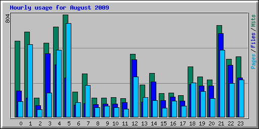 Hourly usage for August 2009