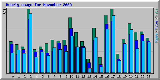 Hourly usage for November 2009